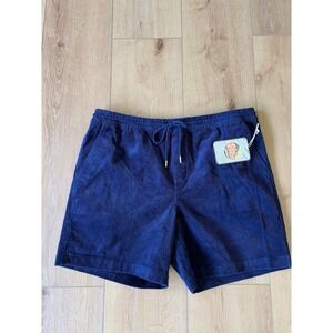 C&C California Mens Corduroy Shorts Navy Blue Elastic Waist Drawstring XL NEW